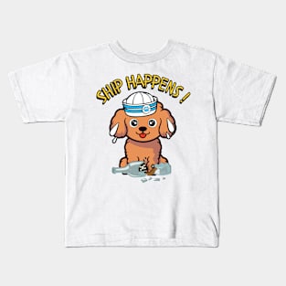 Ship Happens - Funny brown dog Kids T-Shirt